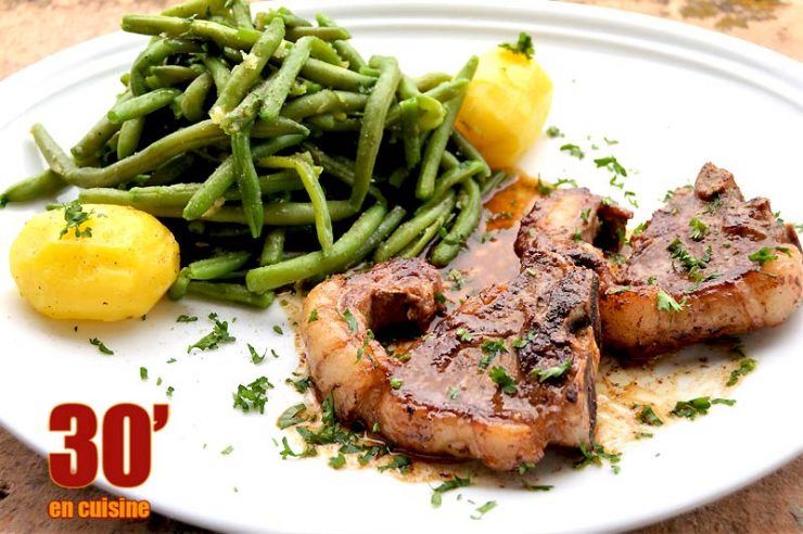 Côtes d'agneau haricots verts